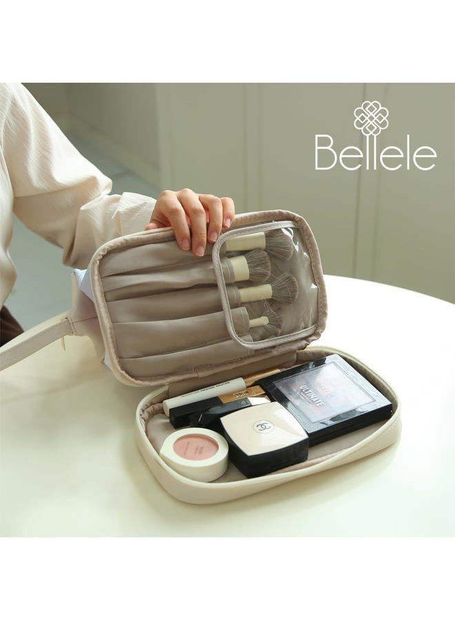 Gradient colored BELLELE Makeup Bag with Double Layer, Pink, Double-layer, Expandable, Gradient, Purple - Image 2
